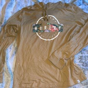 Men’s XL Hurley Tan Hooded Long Sleeve Shirt
